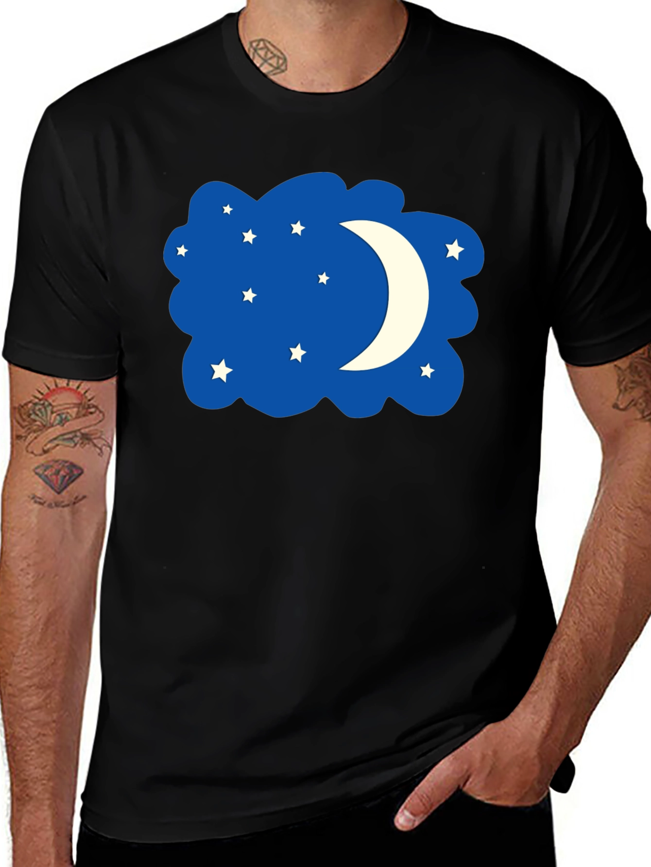 Night Sky T-Shirt - Stars and Moon Design