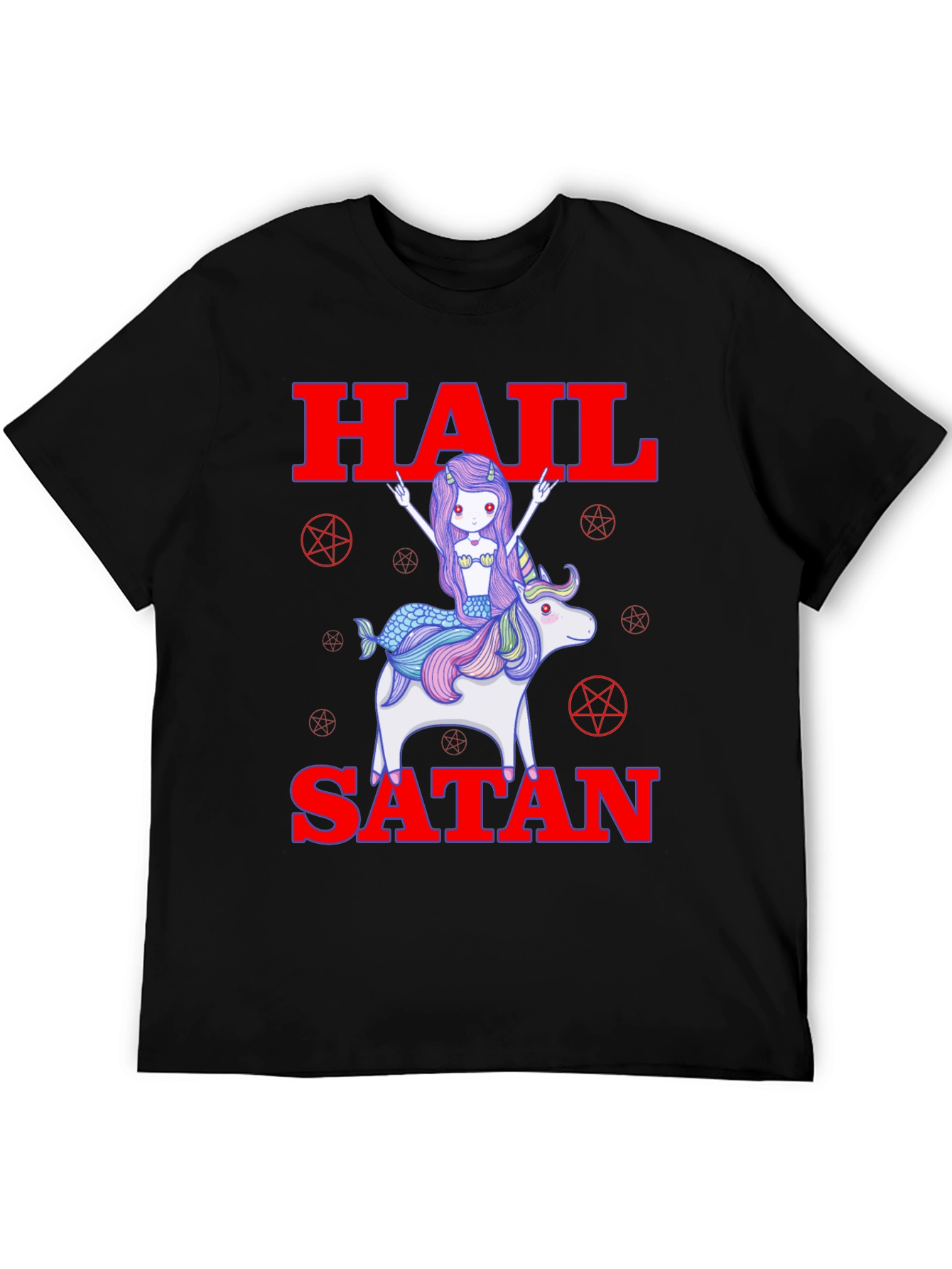 Hail Satan Mermaid Unicorn Graphic Tee