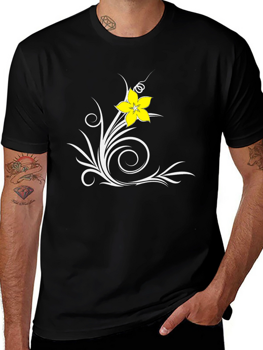 Floral Swirl Black T-Shirt