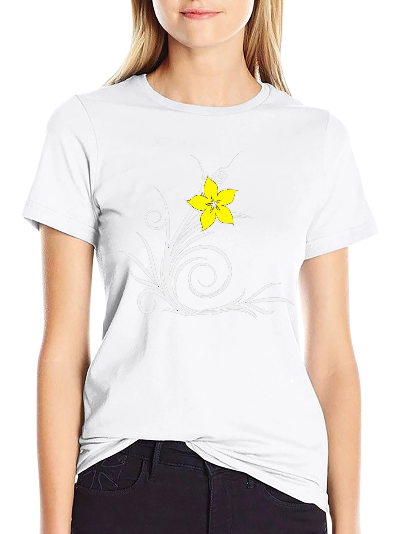 Floral Swirl Black T-Shirt