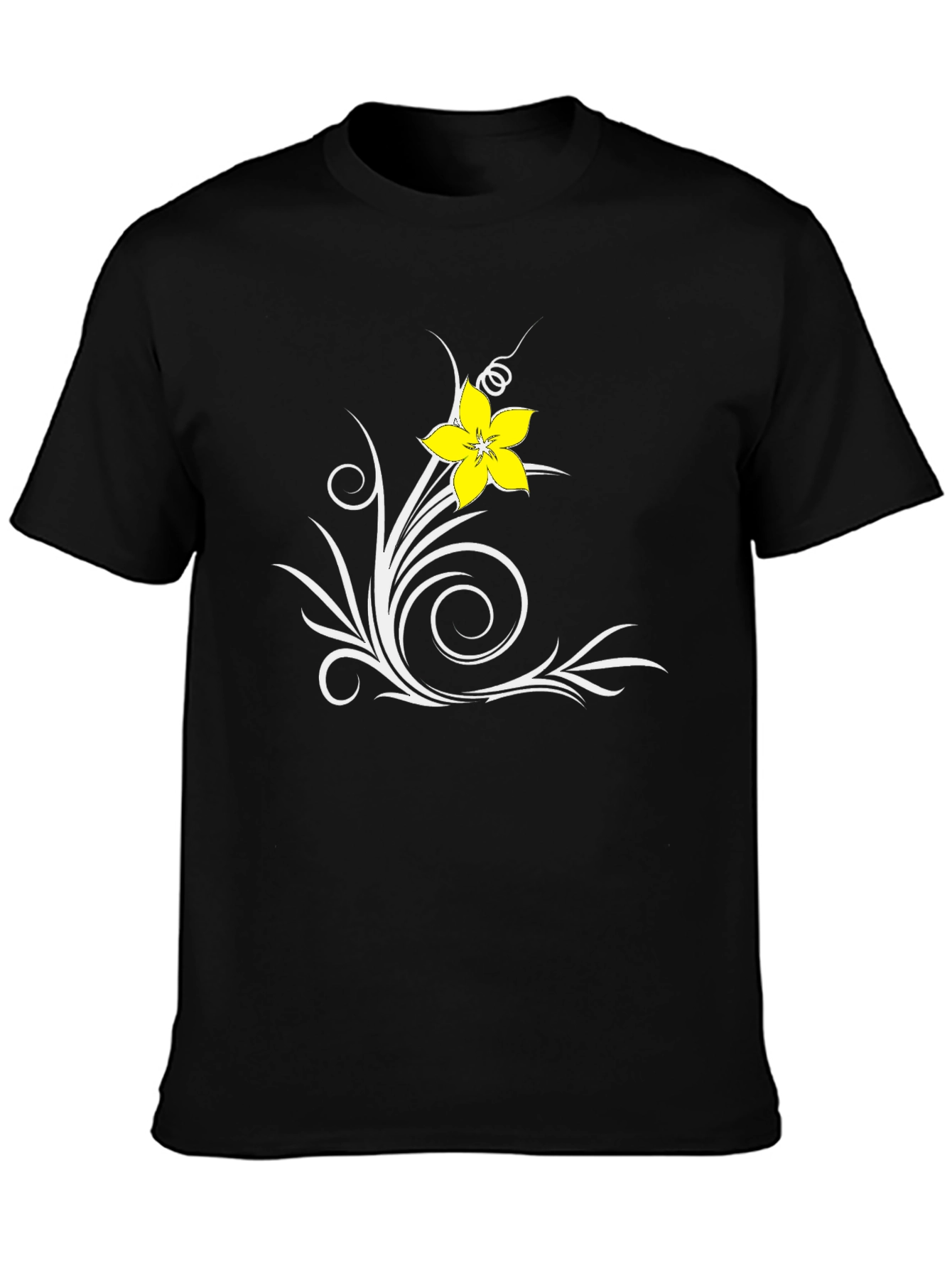 Floral Swirl Black T-Shirt