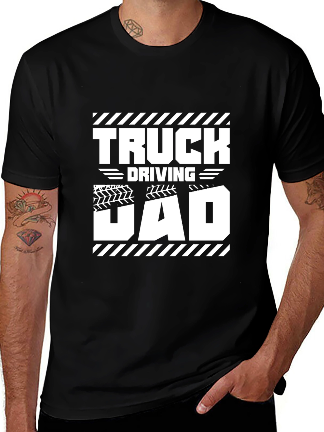 Truck Driving Dad Black T-Shirt