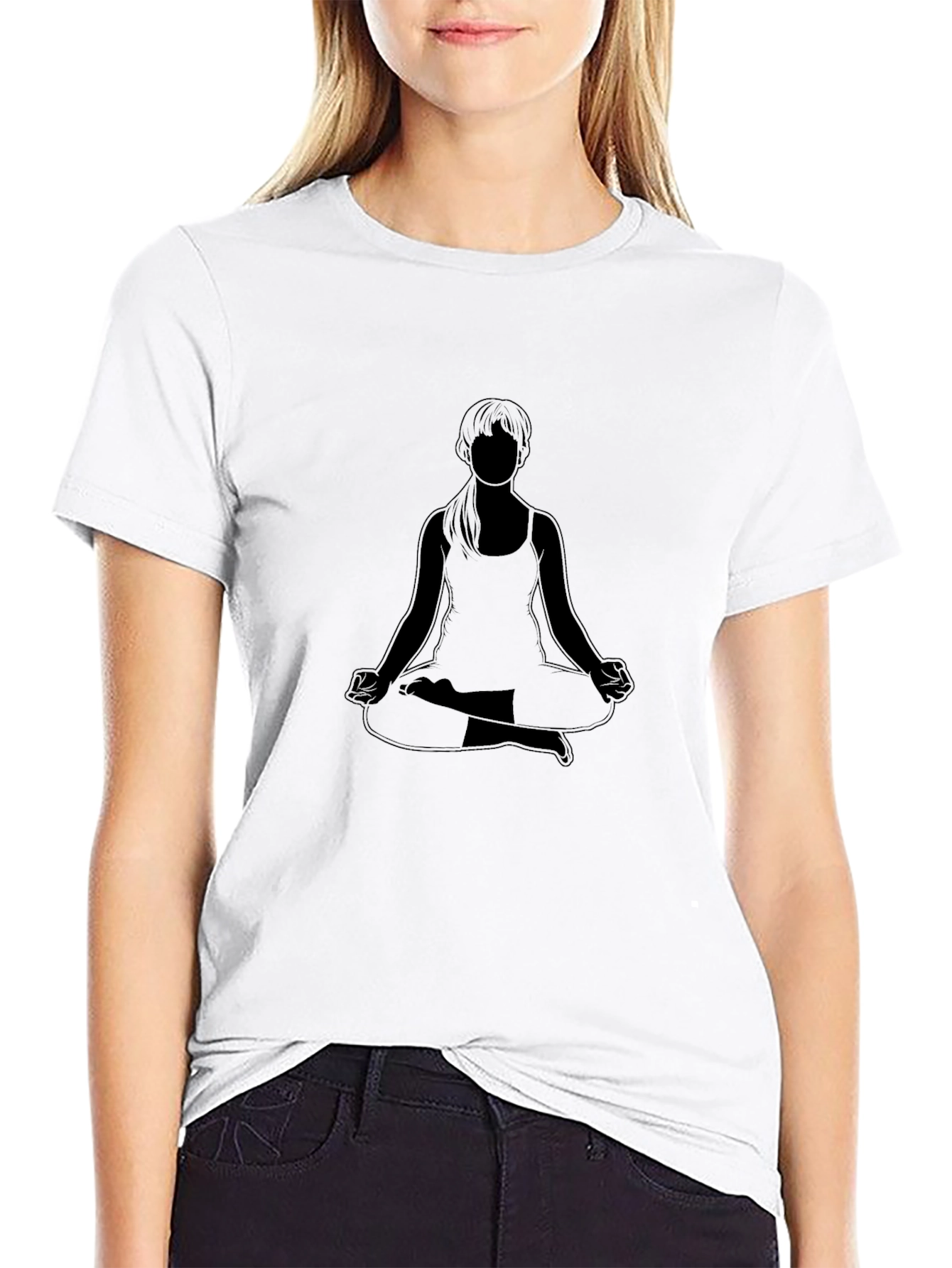 Yoga Pose Graphic Black Tee - Mens Casual Style