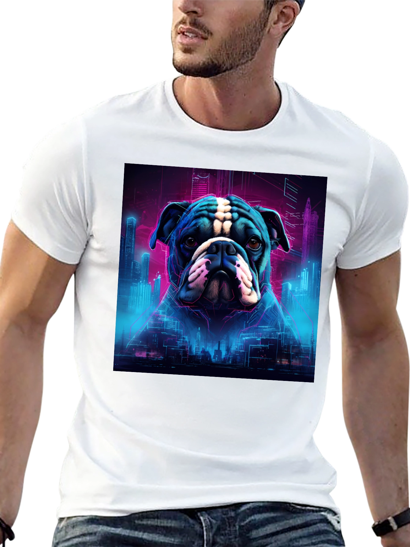 Cyberpunk Bulldog Graphic Tee