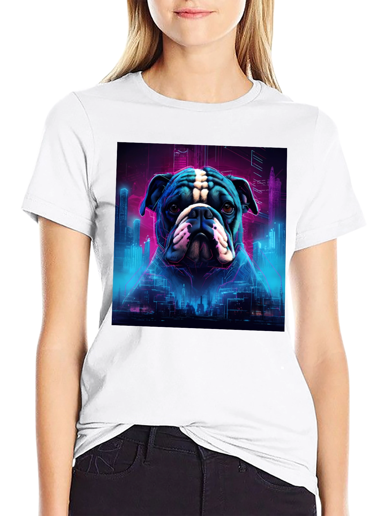 Cyberpunk Bulldog Graphic Tee