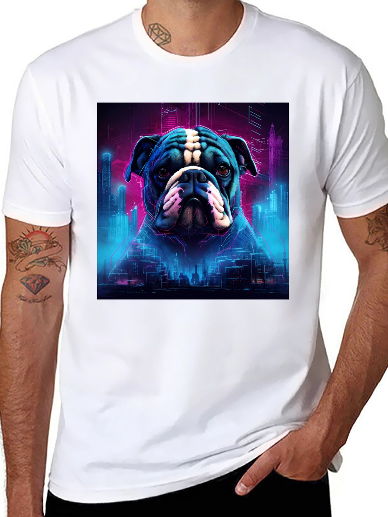 Cyberpunk Bulldog Graphic Tee