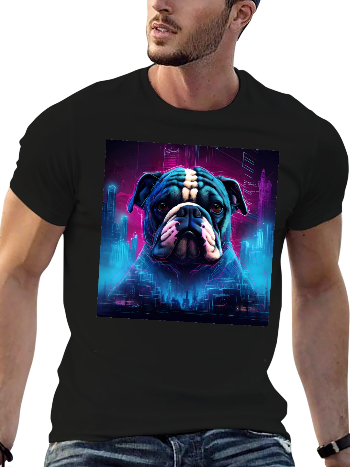 Cyberpunk Bulldog Graphic Tee