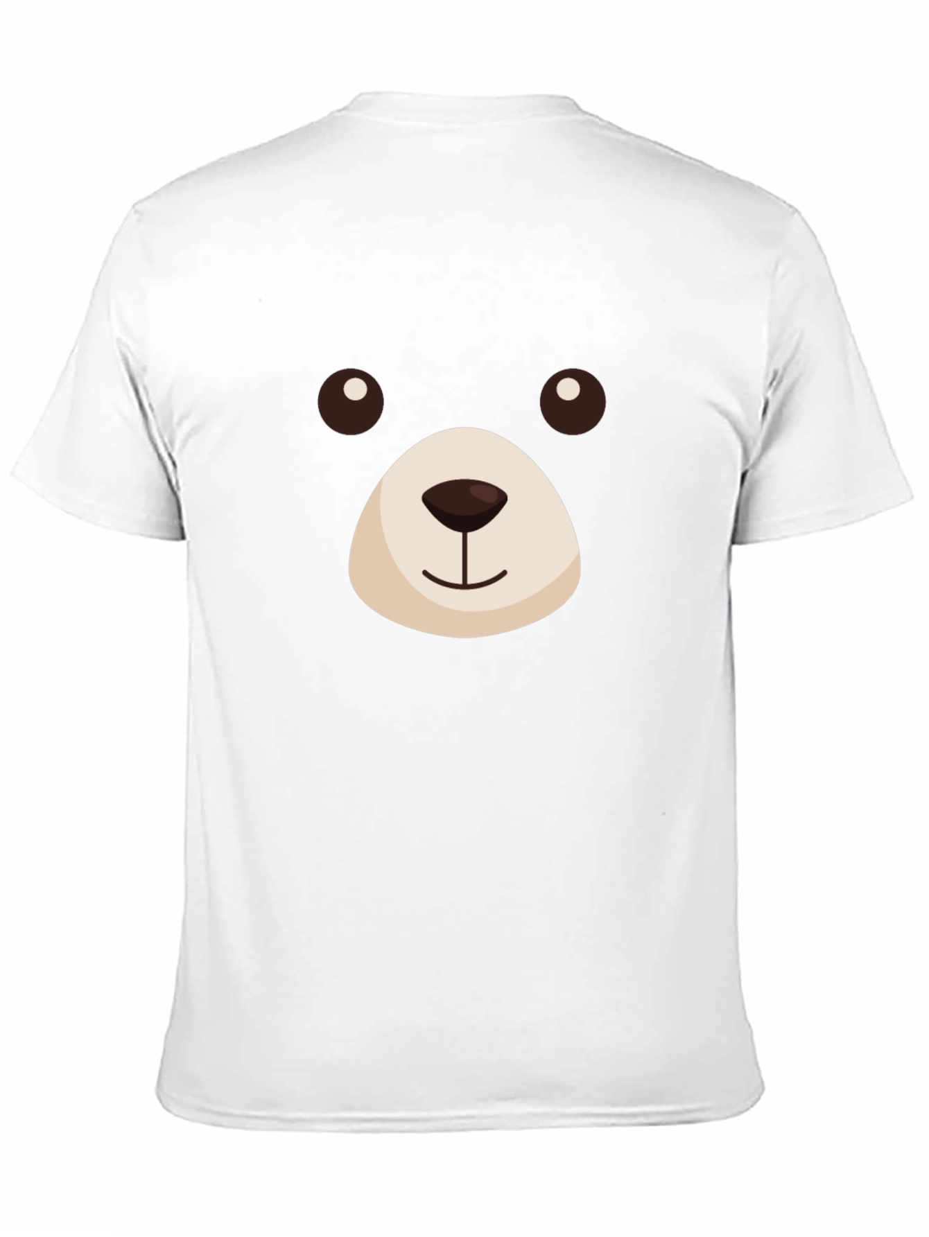 Cute Bear Face Graphic T-Shirt - Black