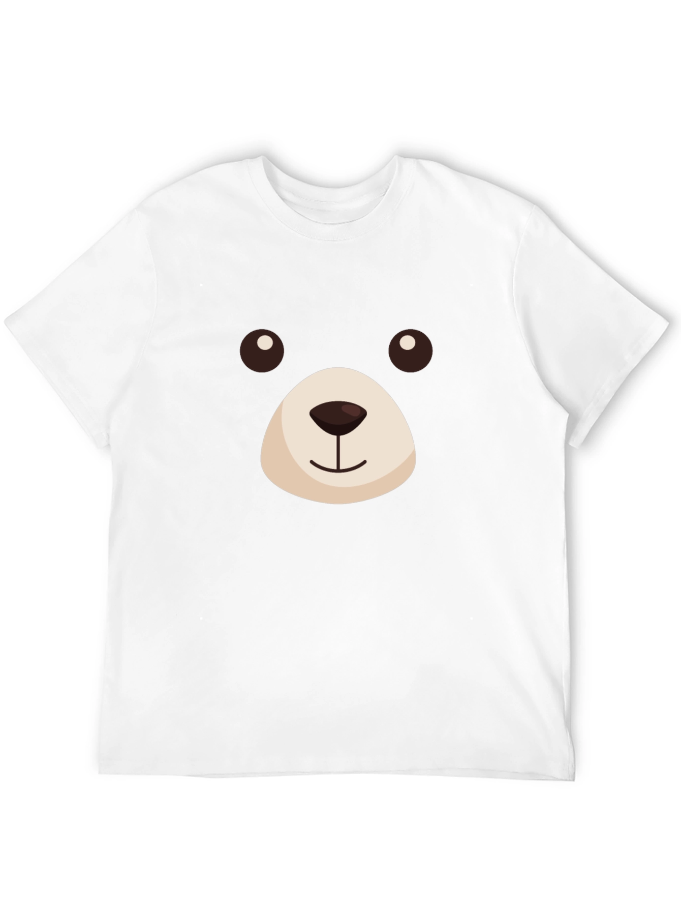 Cute Bear Face Graphic T-Shirt - Black