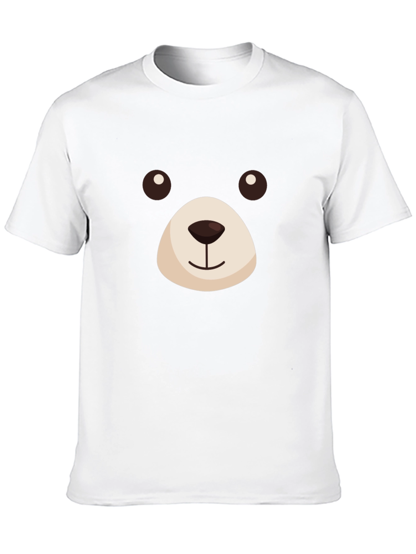 Cute Bear Face Graphic T-Shirt - Black
