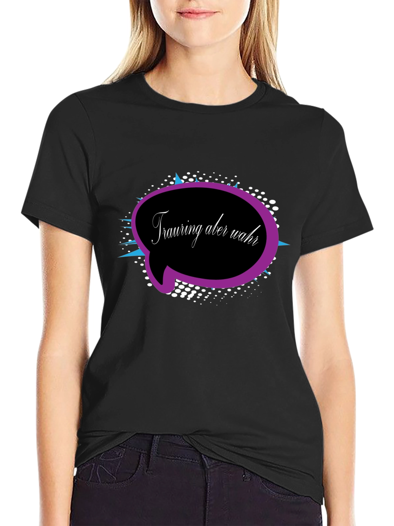 Trauring Aber Wahr Graphic Tee - Black Cotton Blend