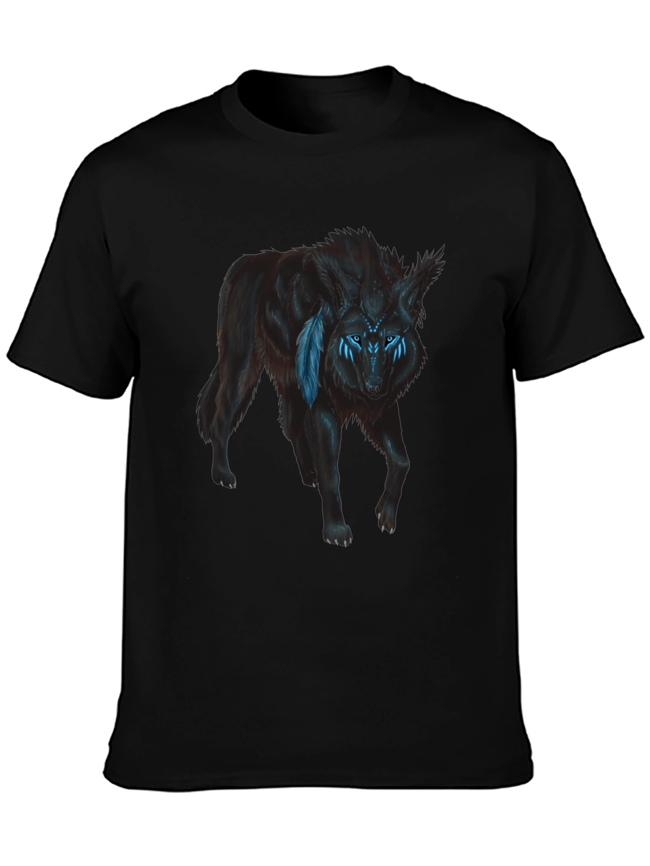 Wolf Graphic Print T-Shirt - Black