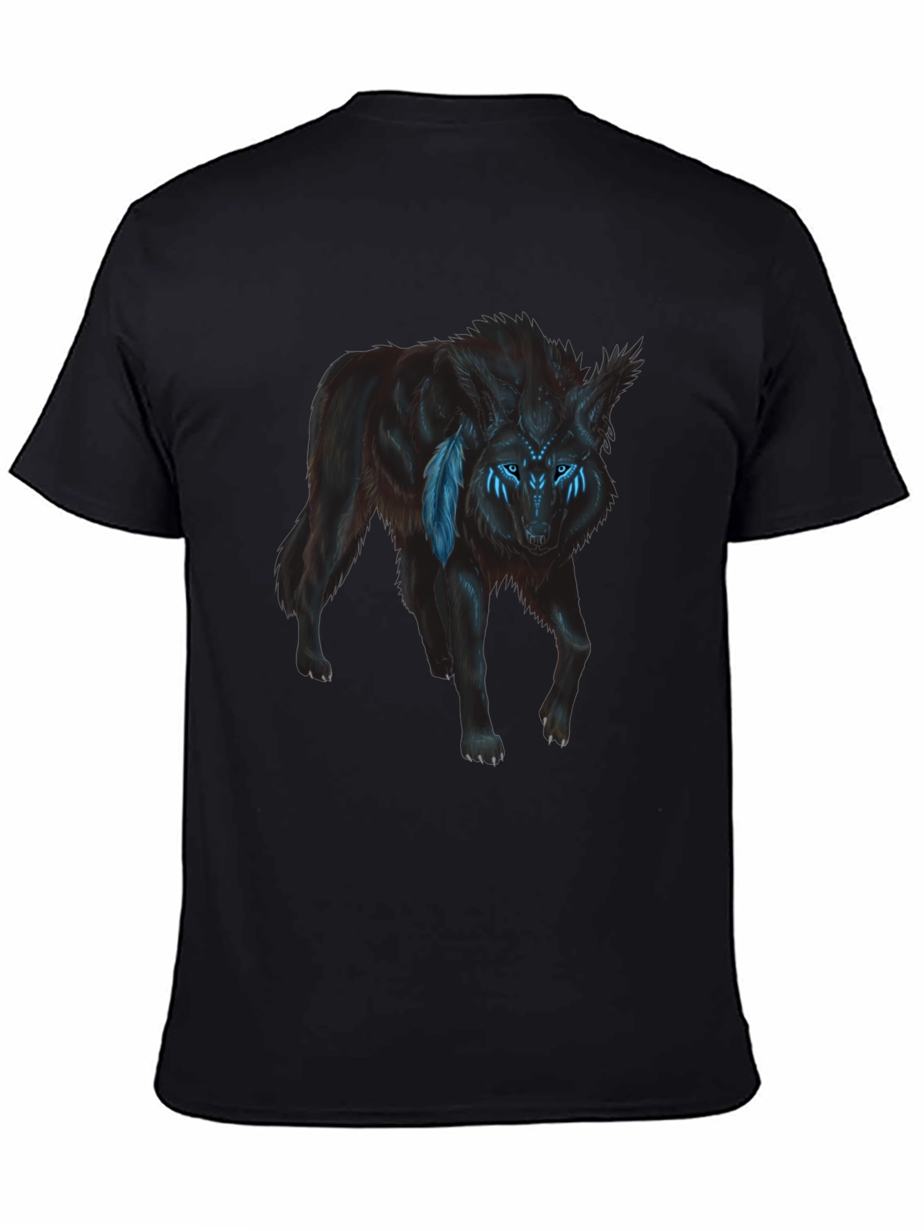 Wolf Graphic Print T-Shirt - Black
