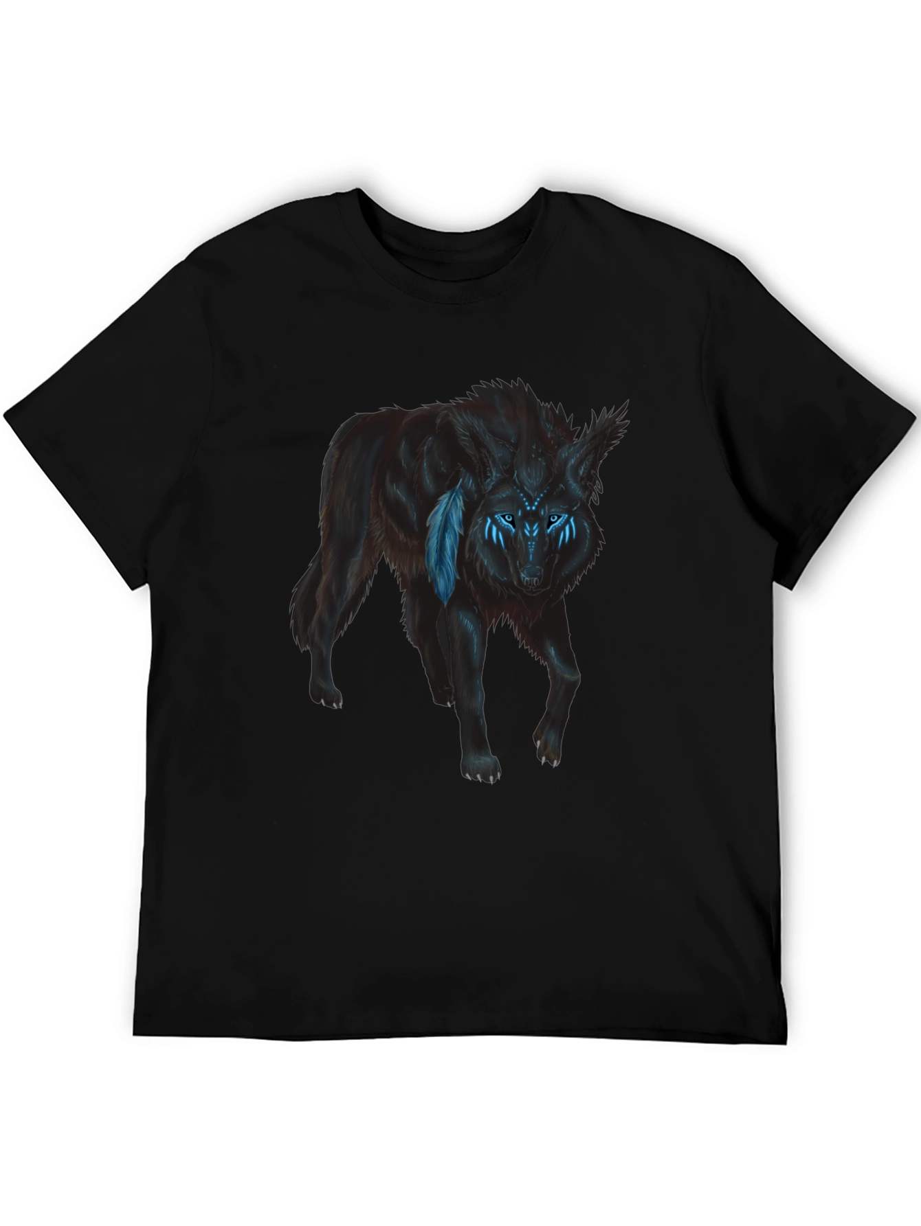 Wolf Graphic Print T-Shirt - Black
