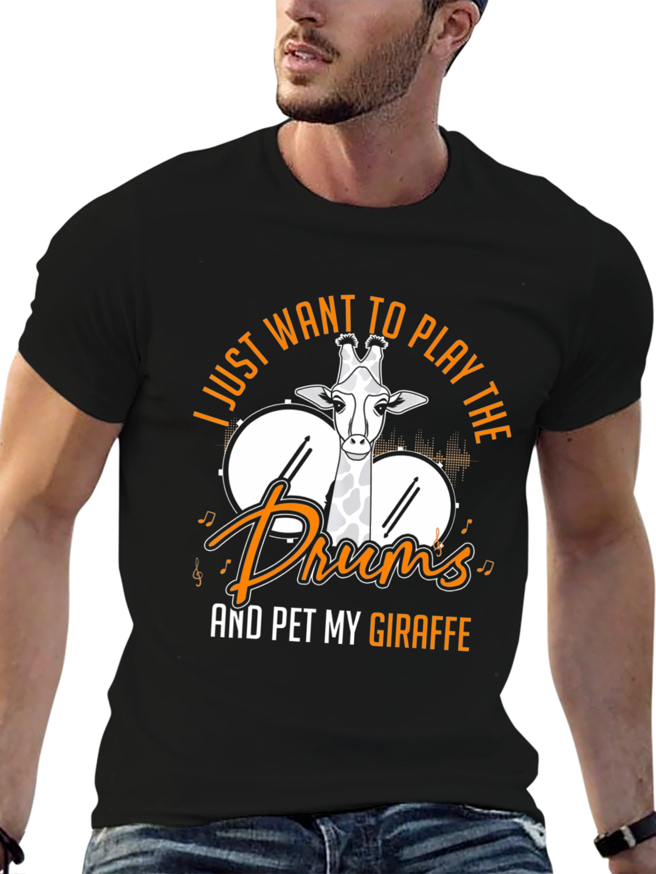 Giraffe Drummer Graphic Tee - Play the Drums