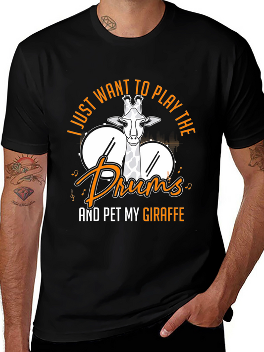 Giraffe Drummer Graphic Tee - Play the Drums