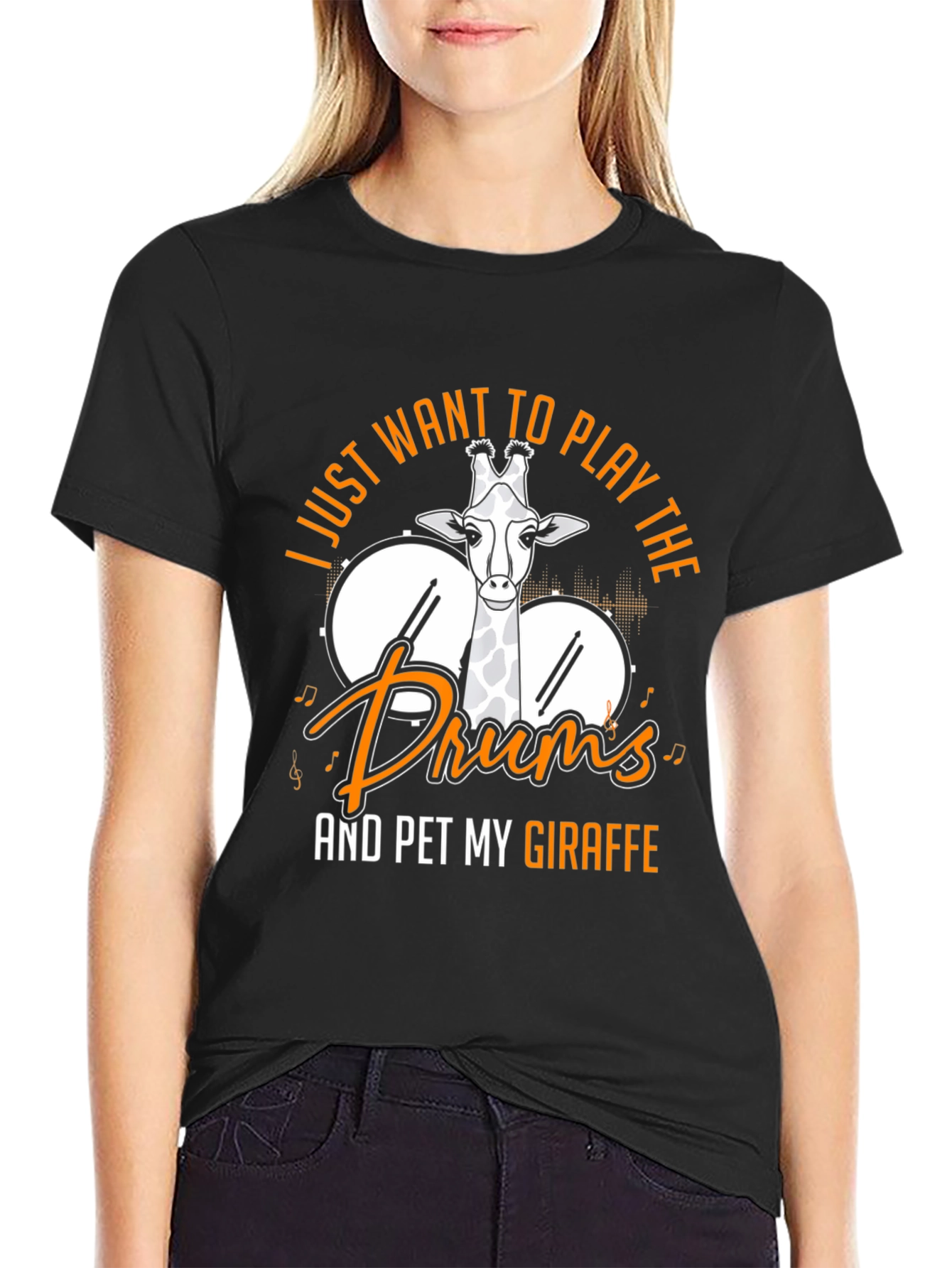 Giraffe Drummer Graphic Tee - Play the Drums