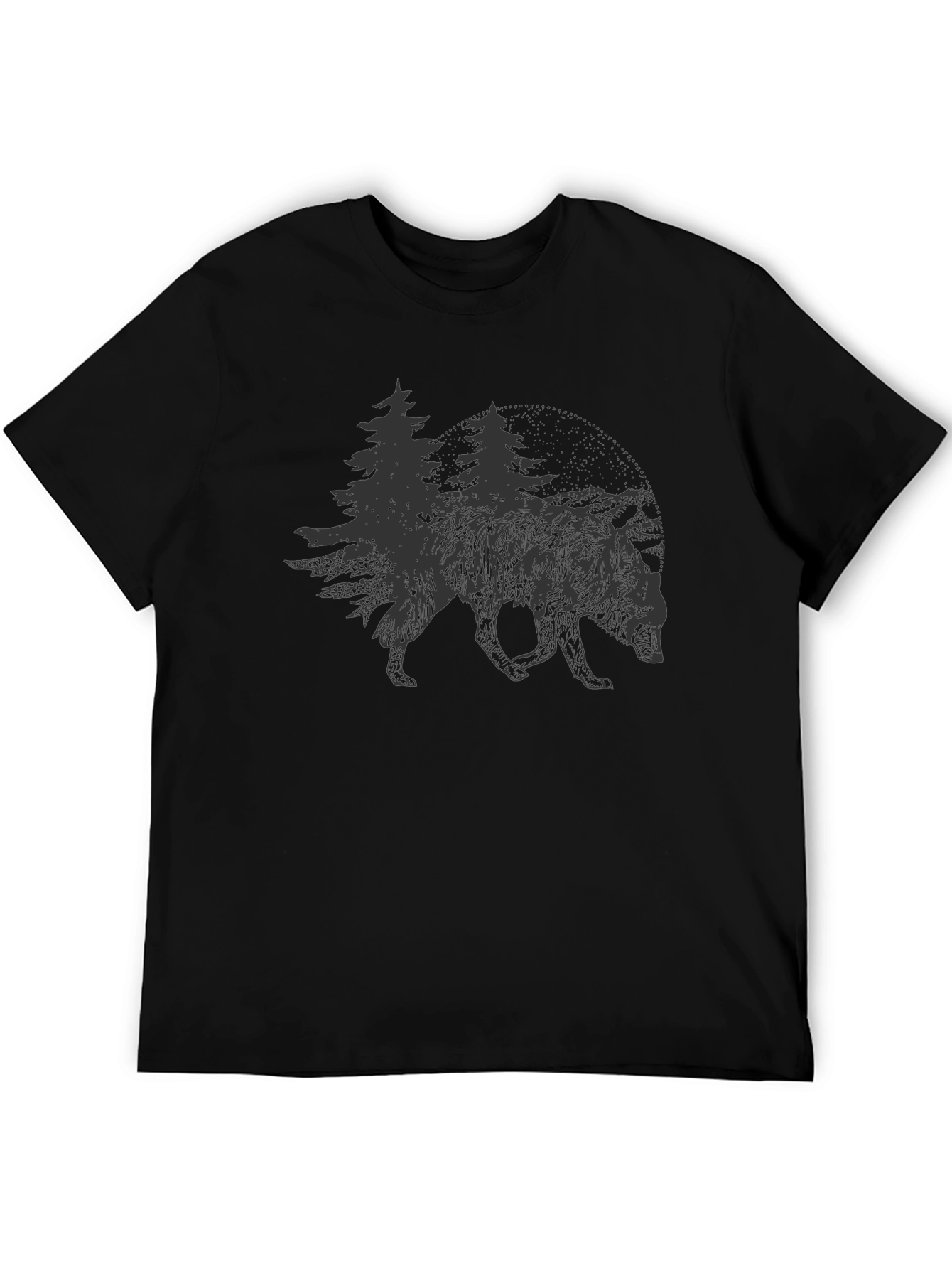 Nature Wolf Graphic Tee - Soft Black Shirt