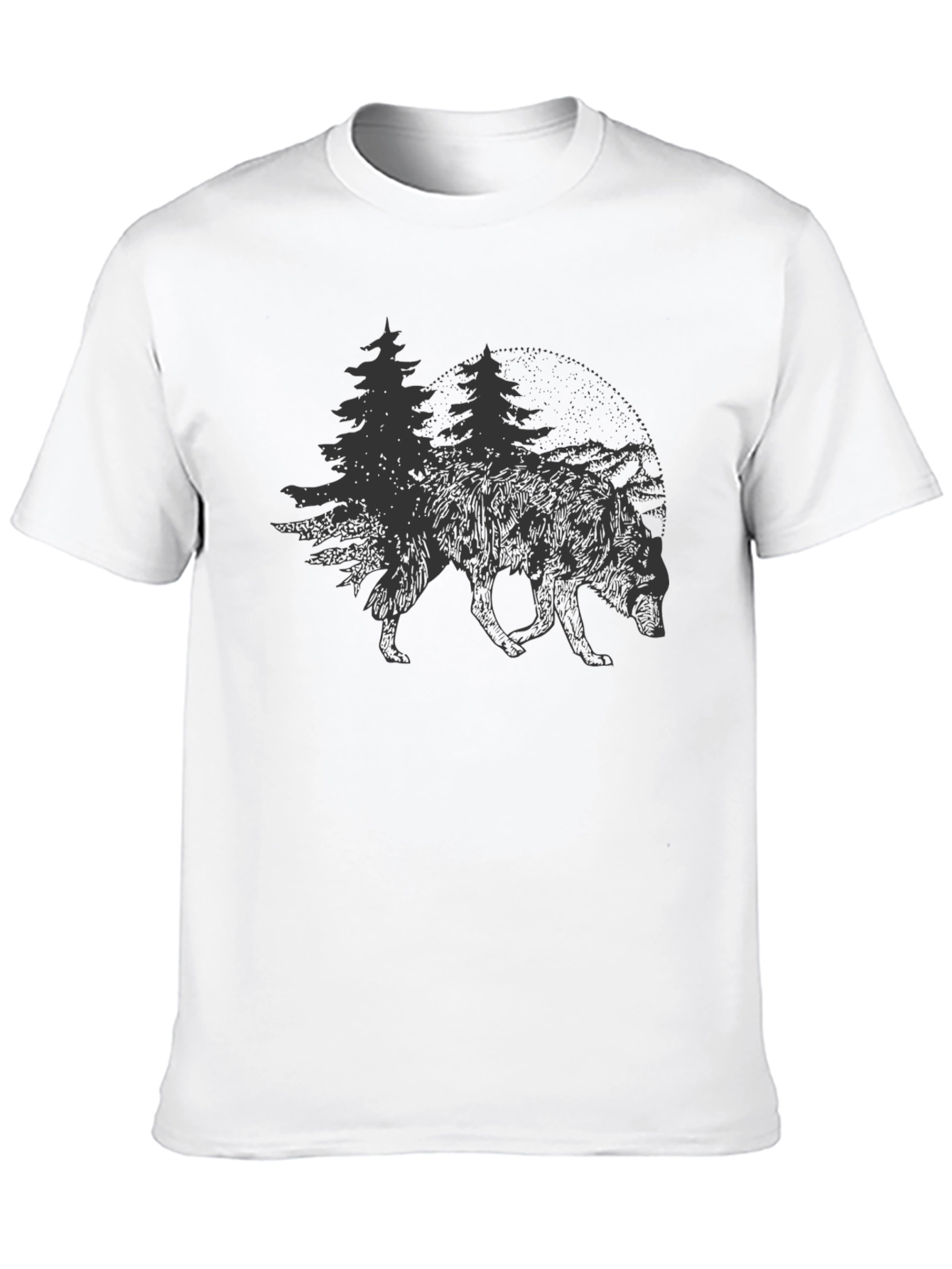 Nature Wolf Graphic Tee - Soft Black Shirt