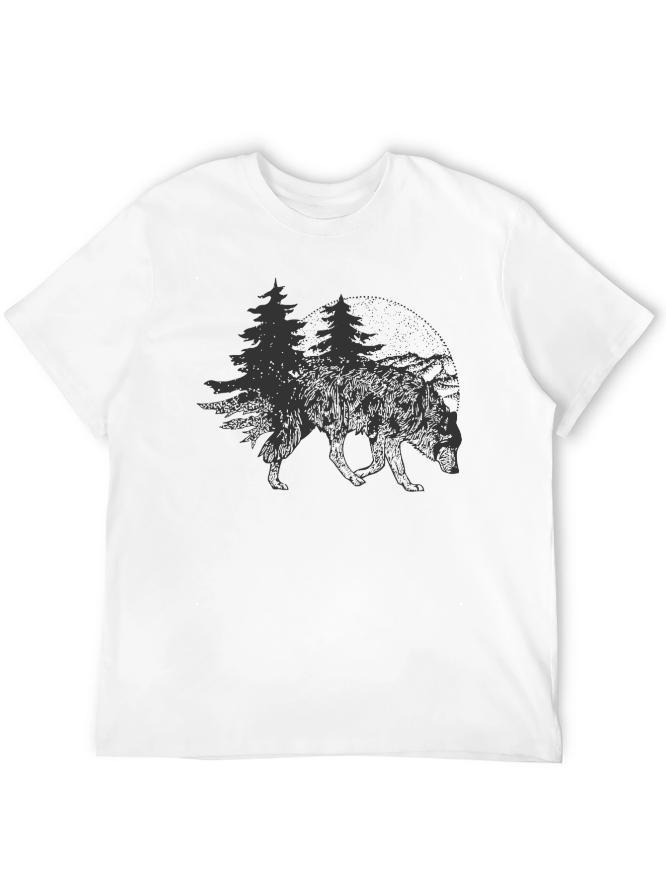 Nature Wolf Graphic Tee - Soft Black Shirt