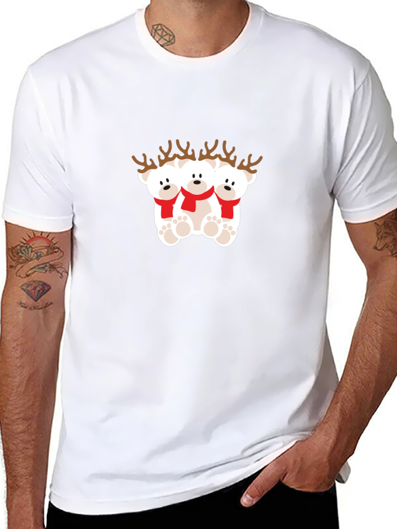 Festive Reindeer Bears Graphic Tee