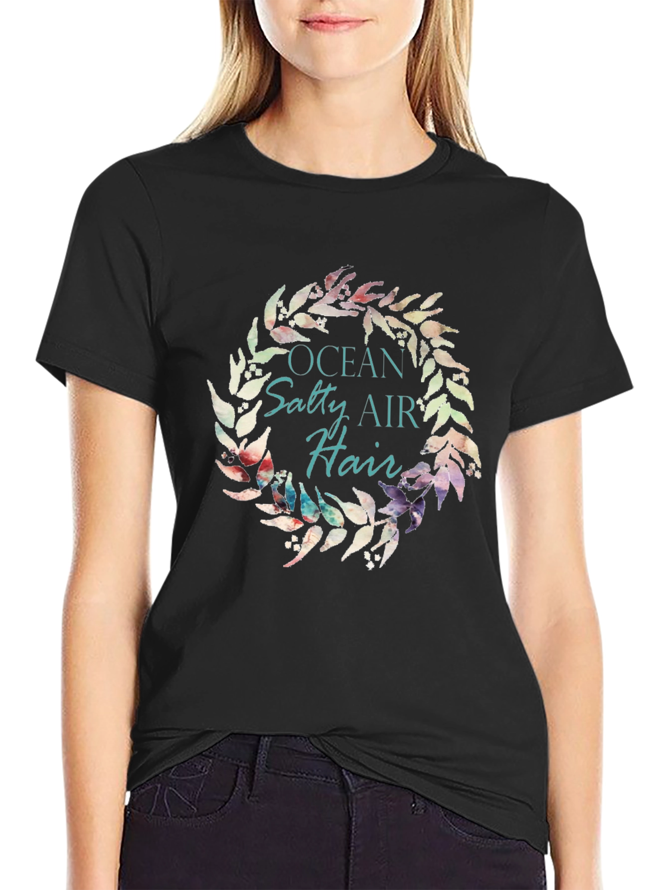 Ocean Salty Air Hair Wreath Black T-Shirt