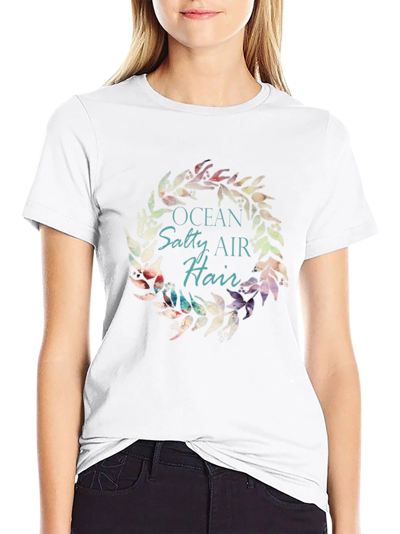 Ocean Salty Air Hair Wreath Black T-Shirt