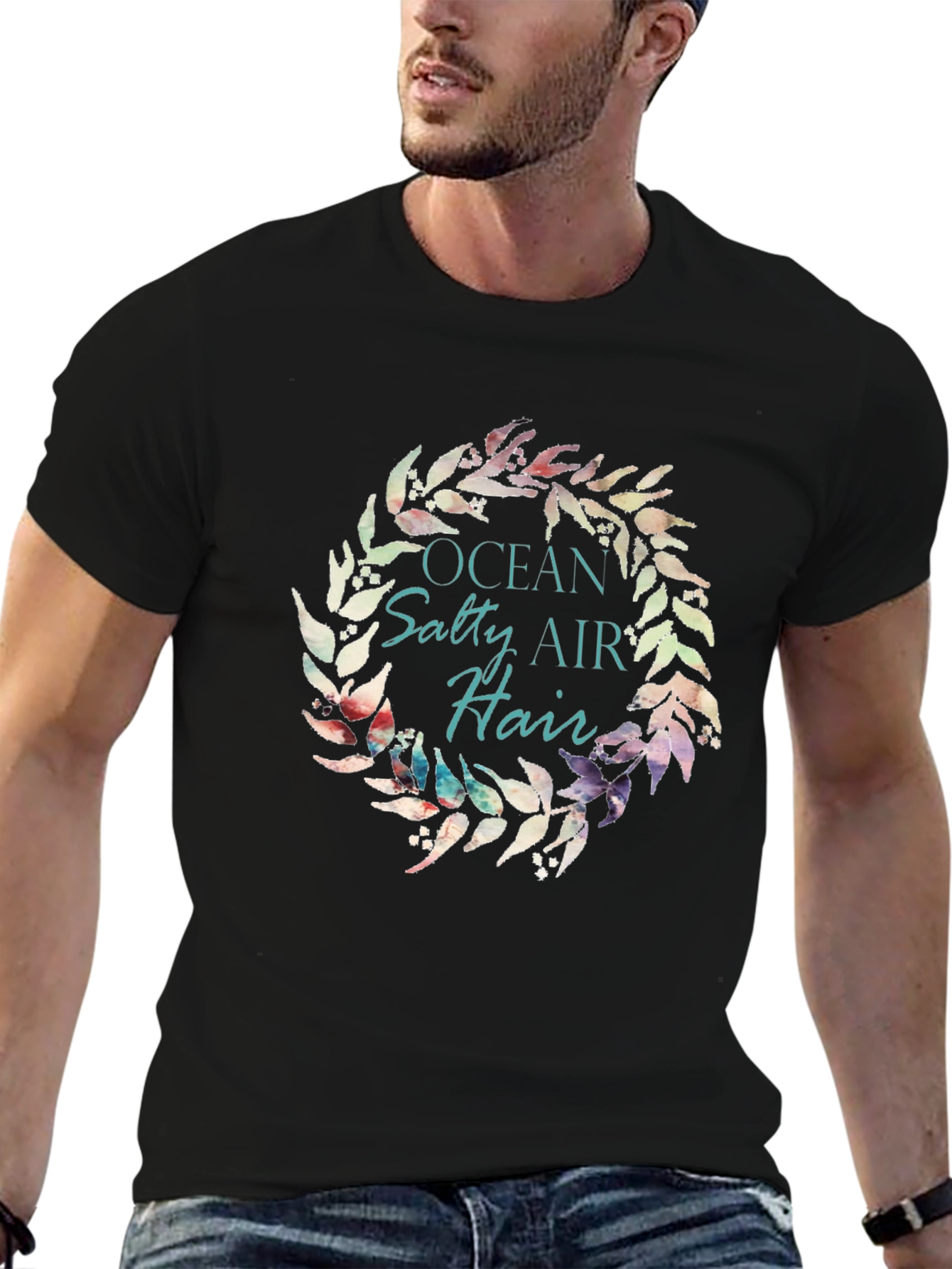 Ocean Salty Air Hair Wreath Black T-Shirt