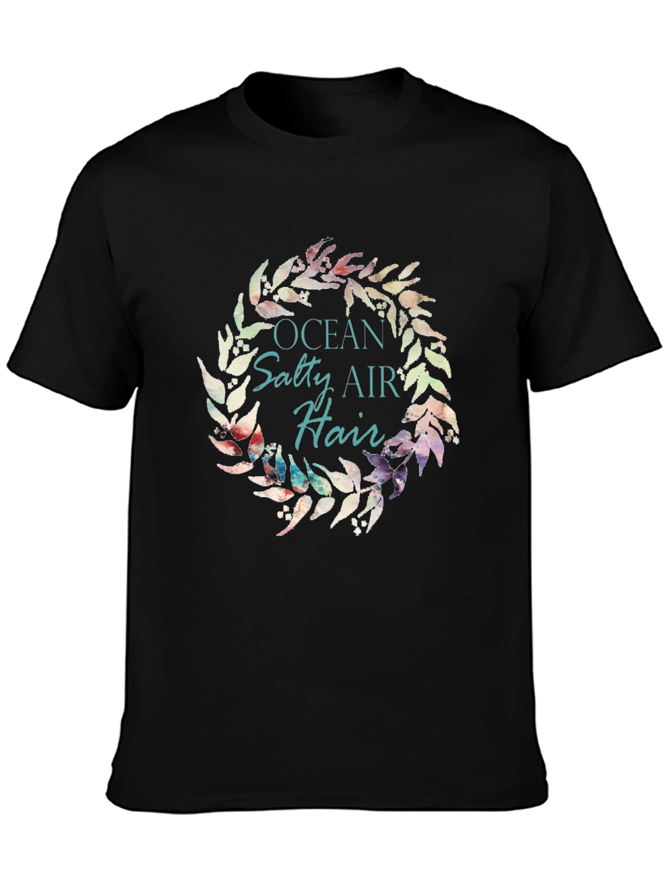 Ocean Salty Air Hair Wreath Black T-Shirt