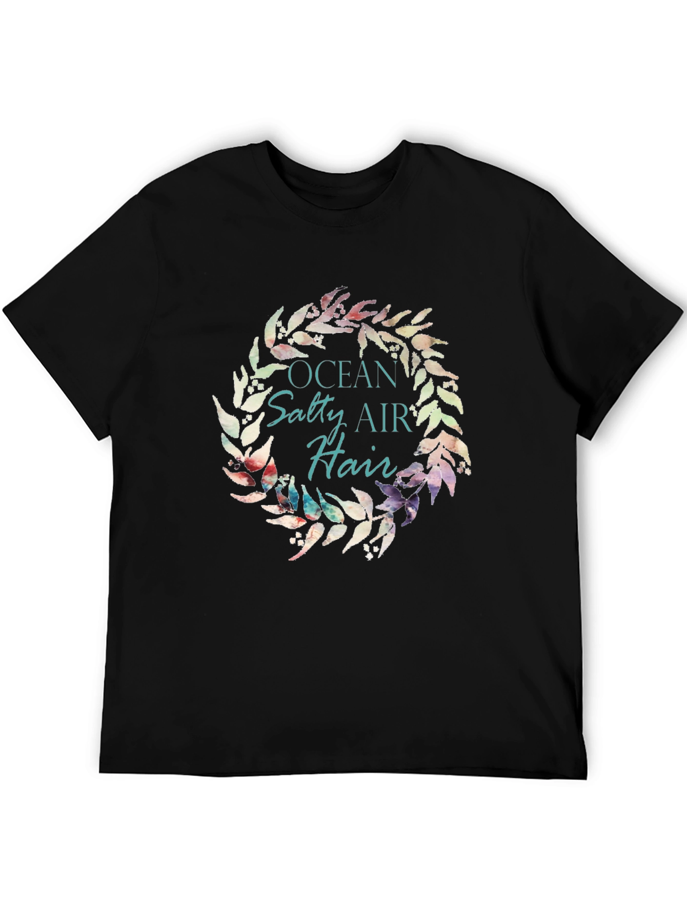 Ocean Salty Air Hair Wreath Black T-Shirt