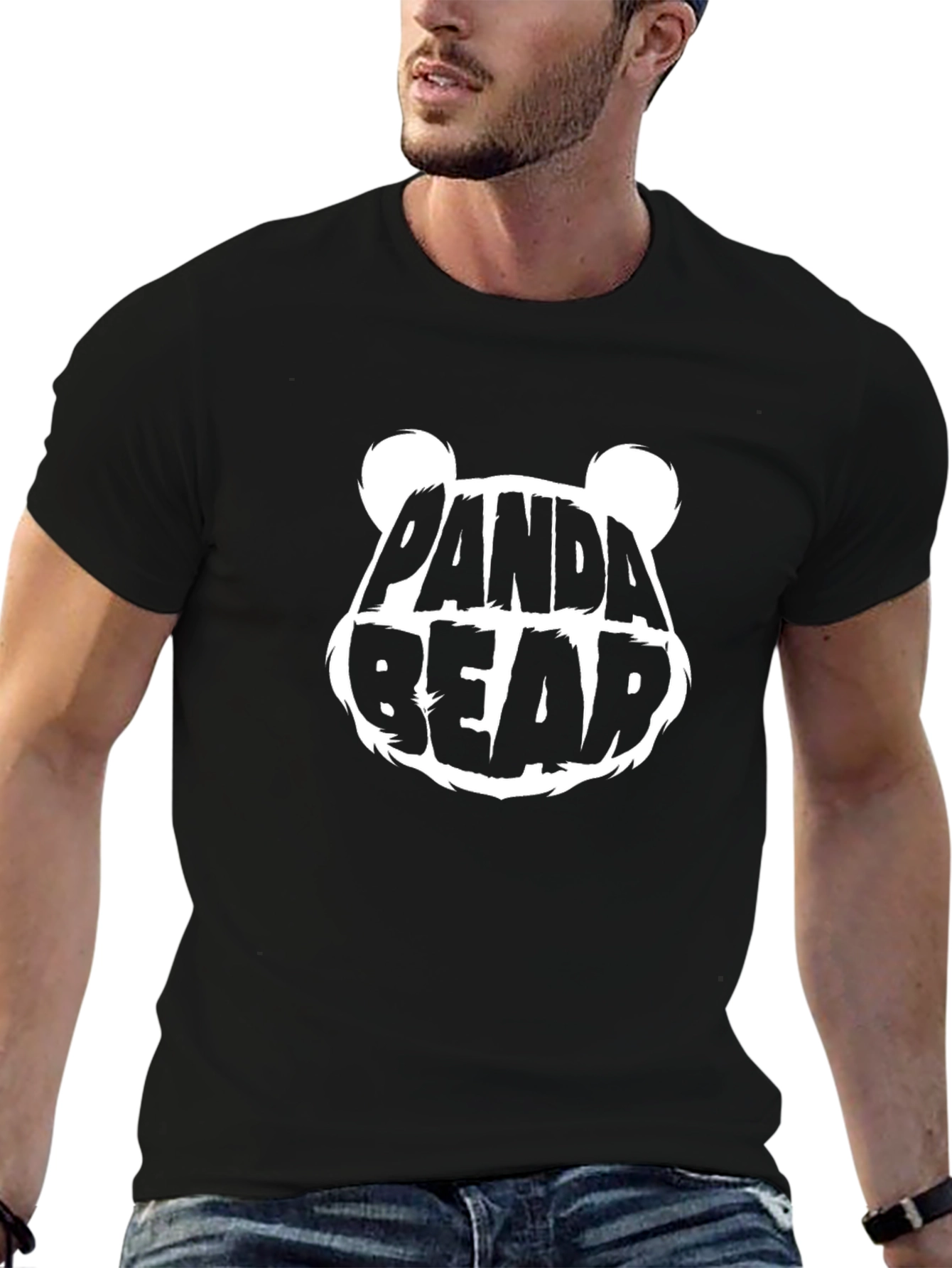 Panda Bear Graphic Tee - Black Cotton T-Shirt