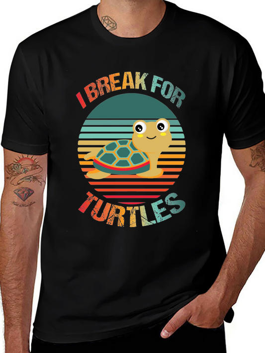 I Break For Turtles T-Shirt - Retro Turtle Graphic Tee