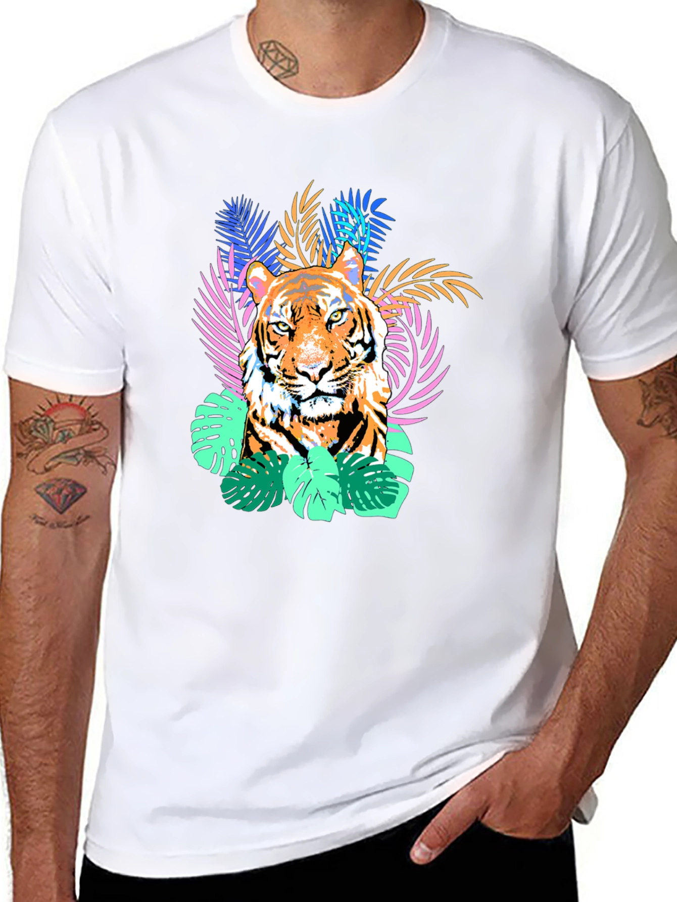 Tiger Graphic Print Tee - Black