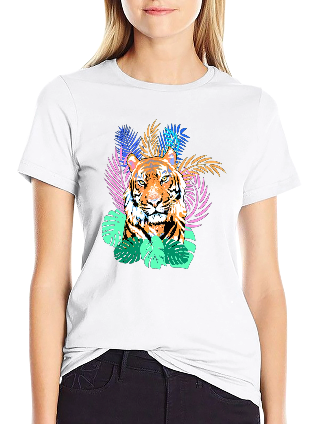Tiger Graphic Print Tee - Black