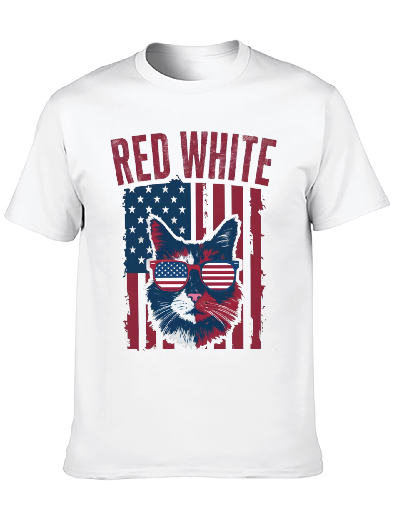 Patriotic Cat T-Shirt - Red White and Cool!