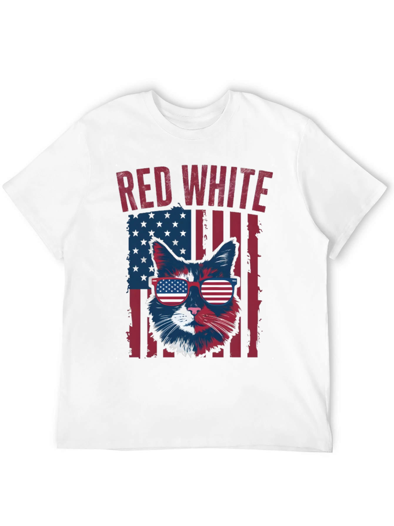 Patriotic Cat T-Shirt - Red White and Cool!