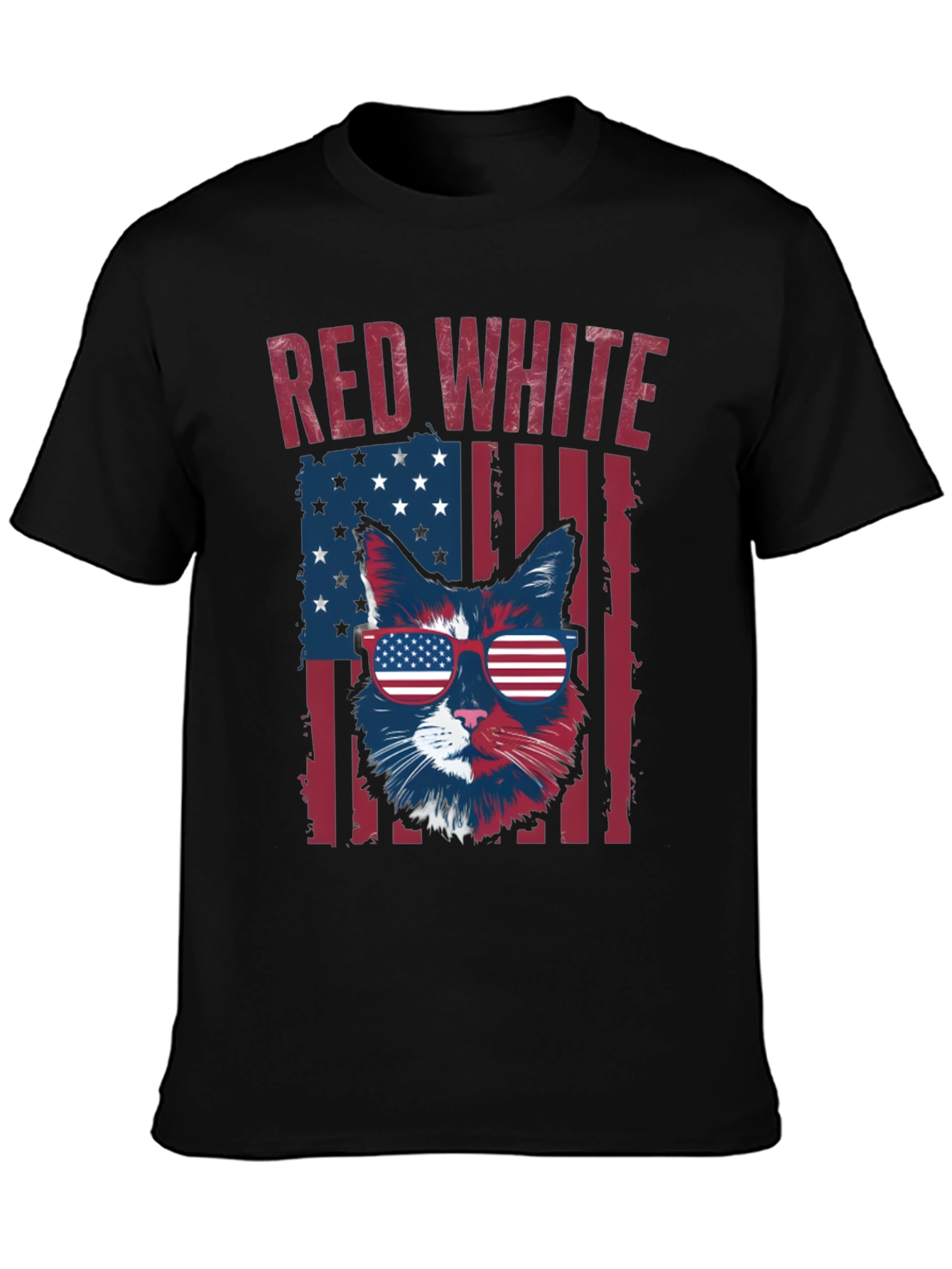 Patriotic Cat T-Shirt - Red White and Cool!