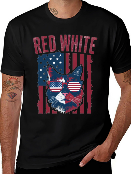 Patriotic Cat T-Shirt - Red White and Cool!