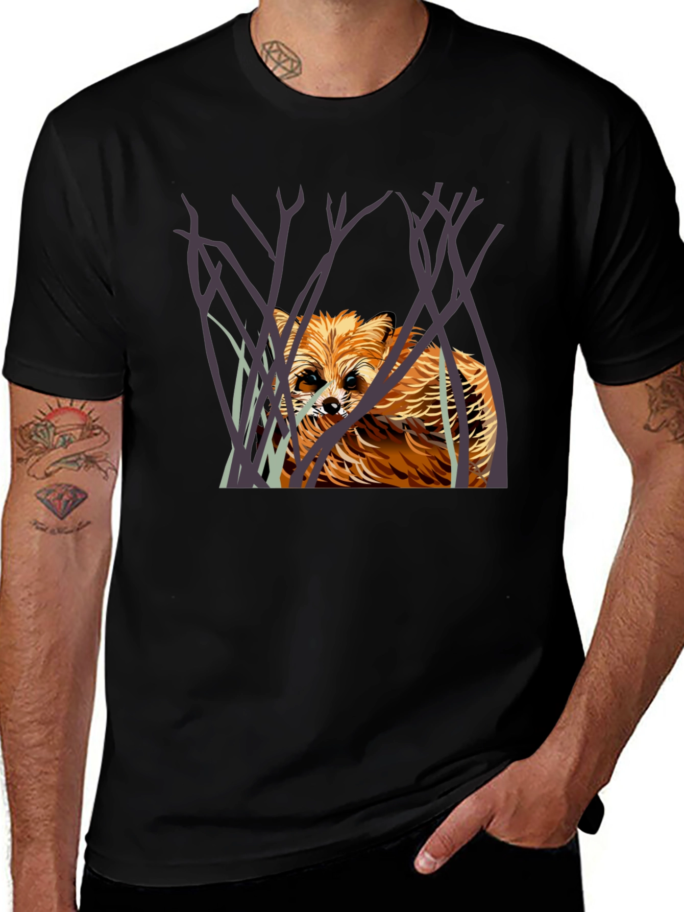 Raccoon Graphic Print Black T-Shirt