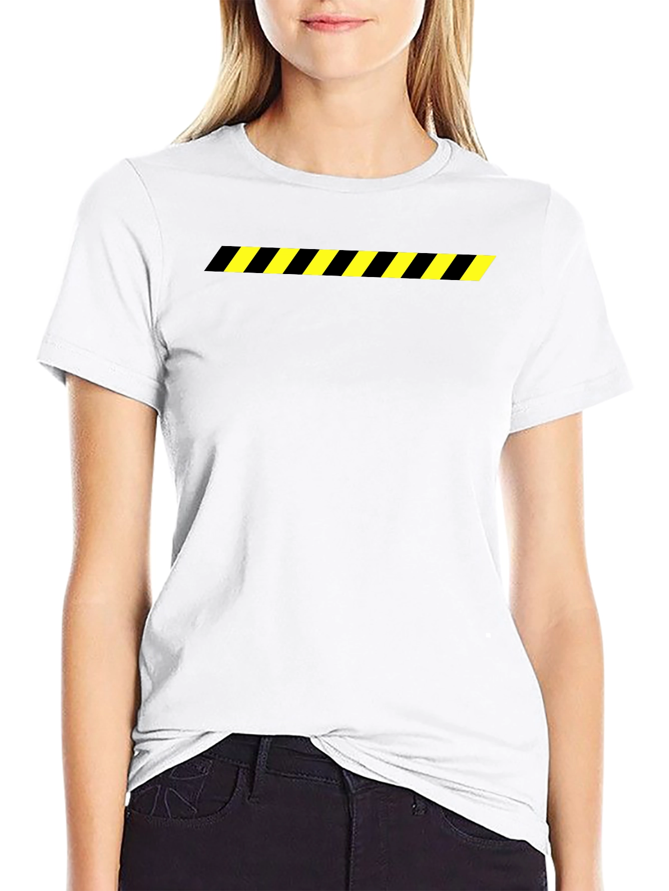 Black T-Shirt with Caution Stripe
