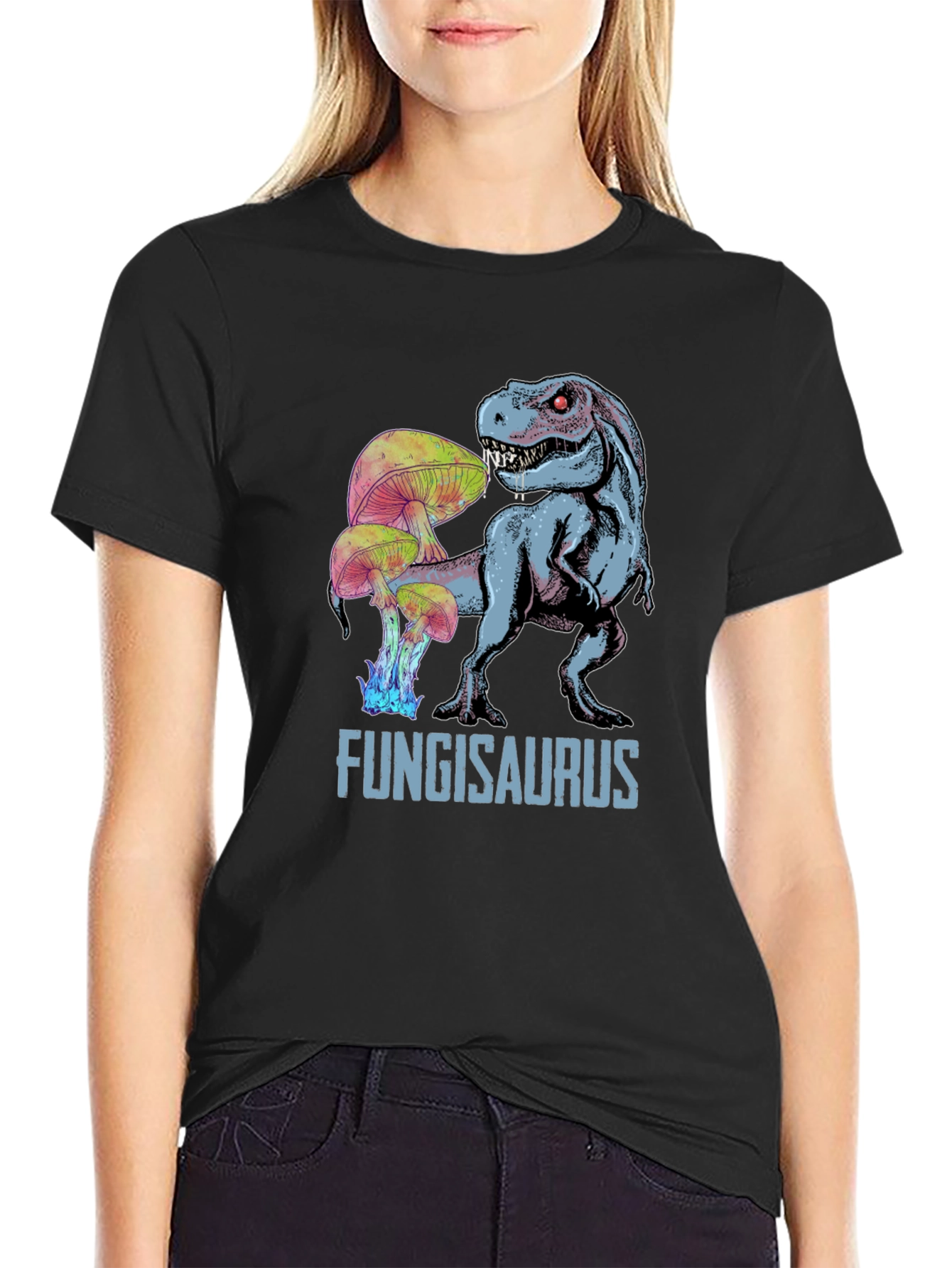 Fungisaurus T-Rex Mushroom Graphic Tee - Black