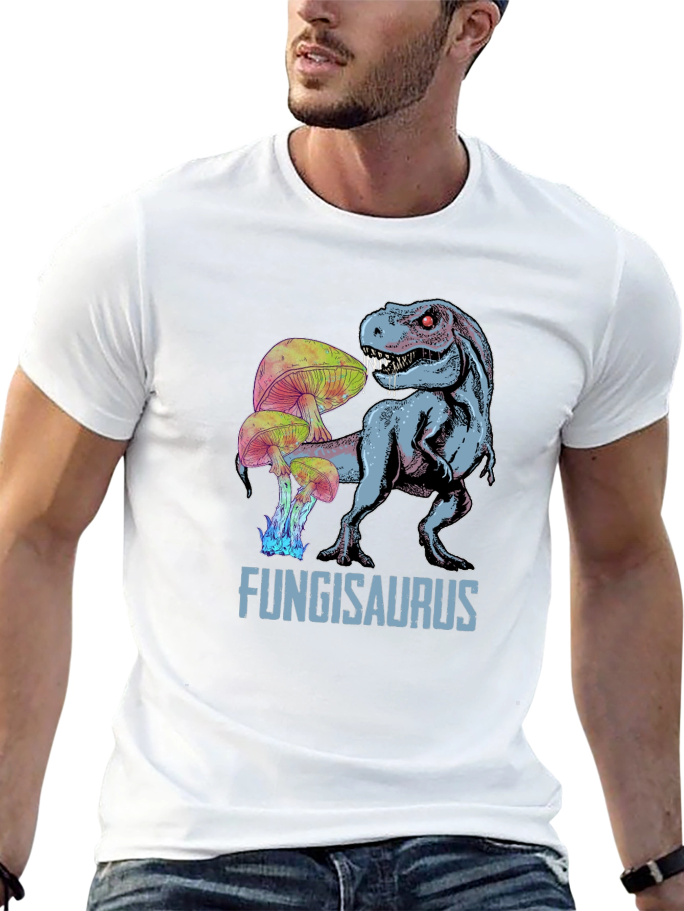 Fungisaurus T-Rex Mushroom Graphic Tee - Black