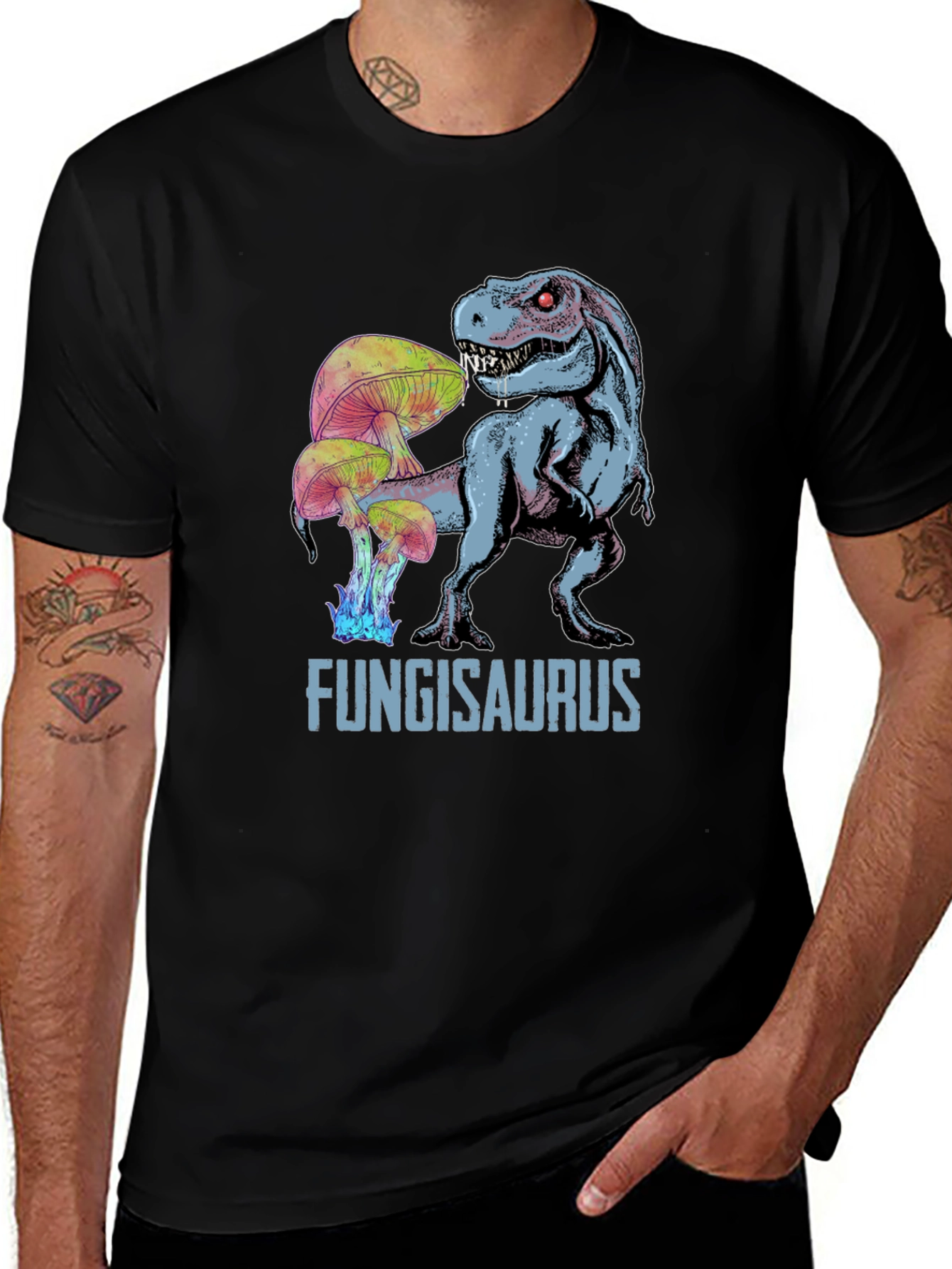 Fungisaurus T-Rex Mushroom Graphic Tee - Black