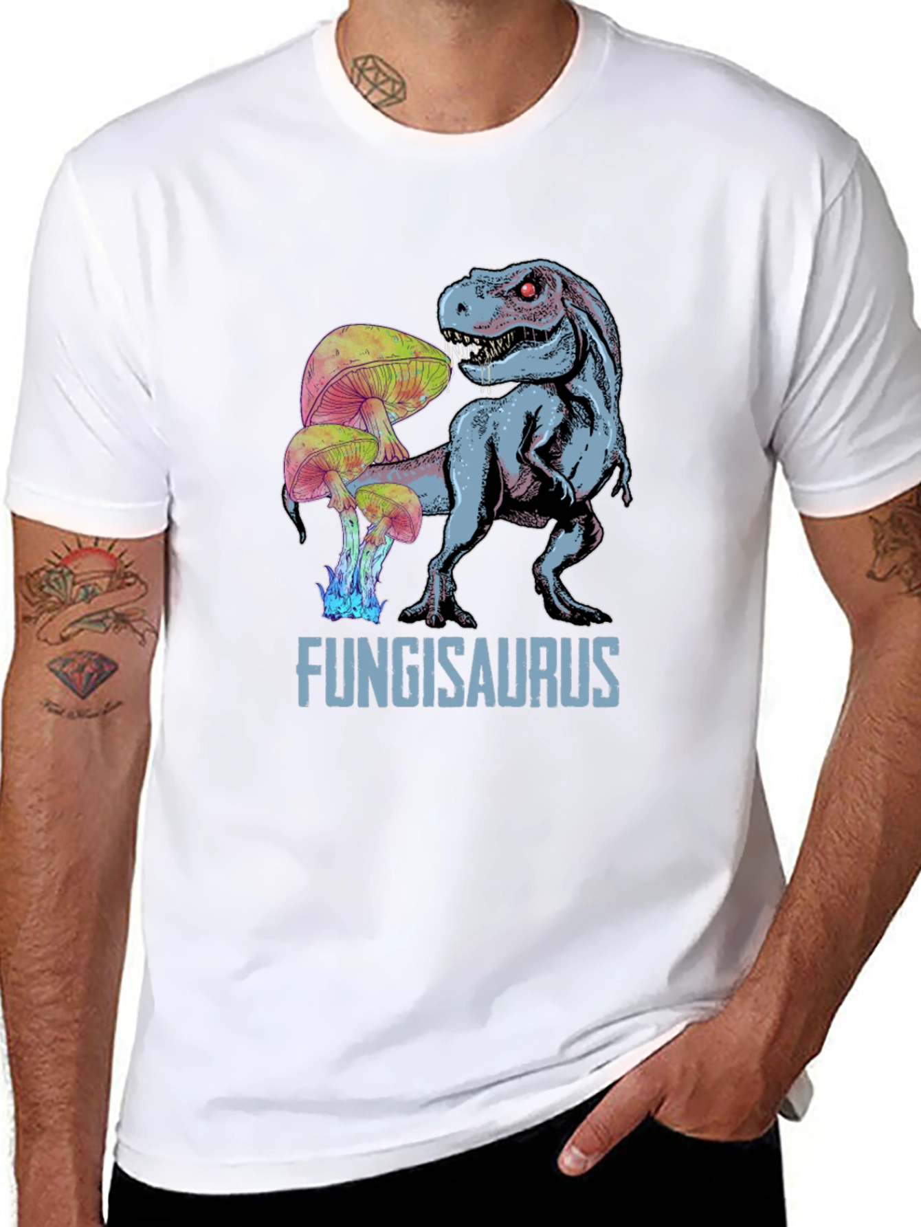 Fungisaurus T-Rex Mushroom Graphic Tee - Black