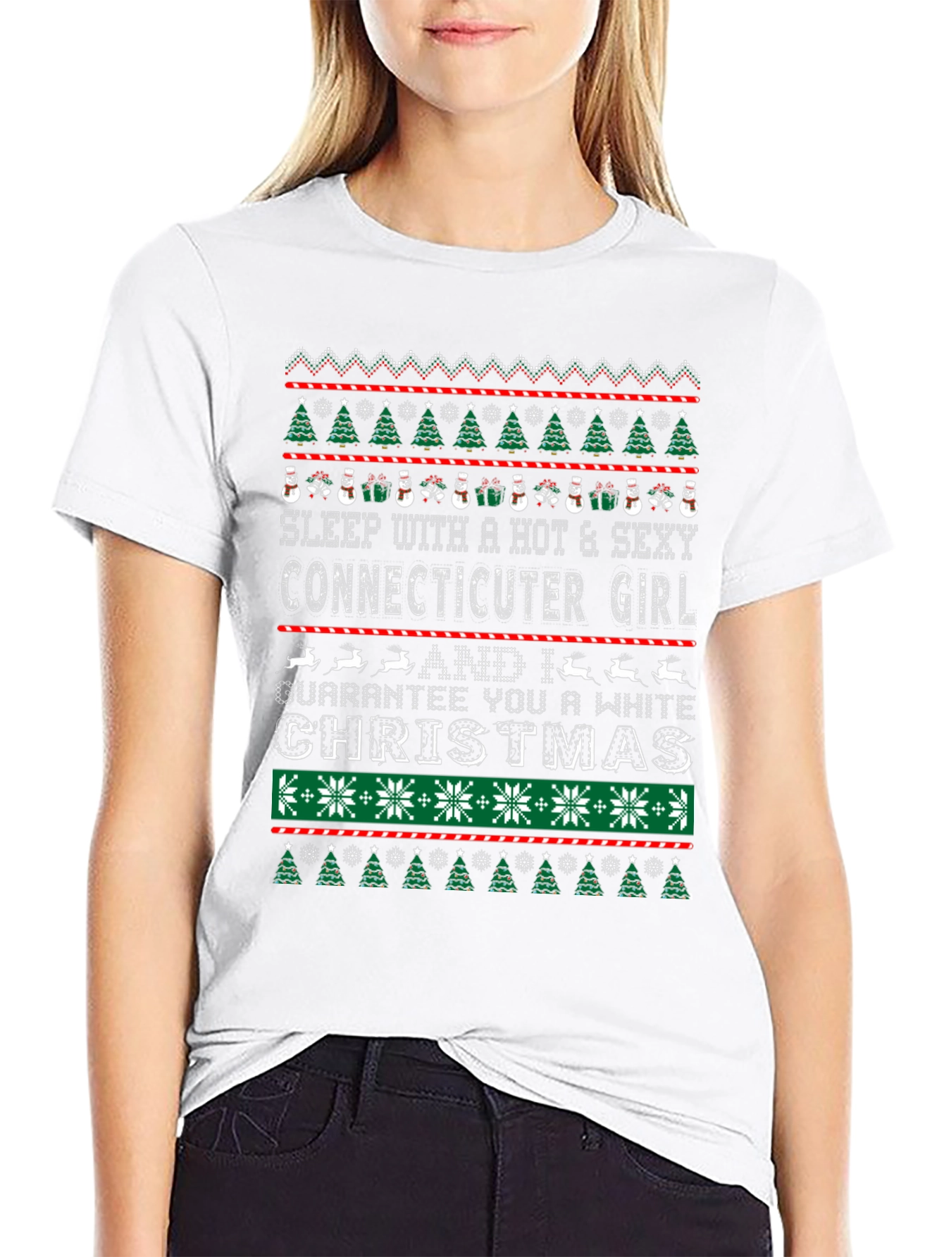 Funny Connecticut Girl Christmas Graphic T-Shirt