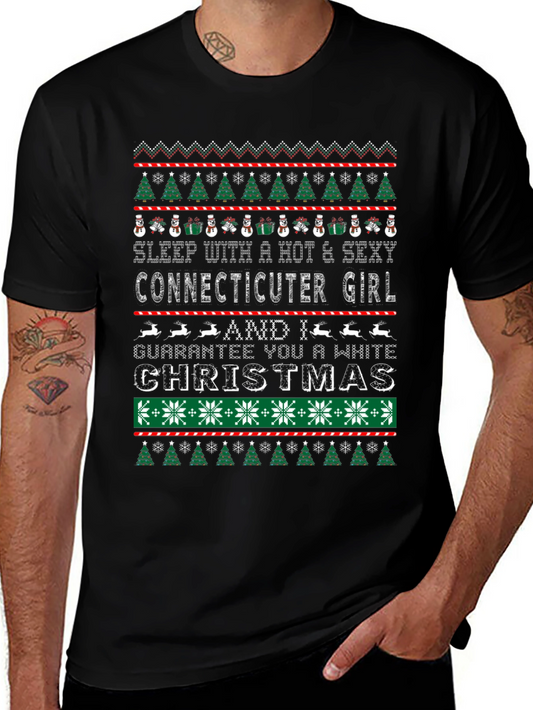 Funny Connecticut Girl Christmas Graphic T-Shirt