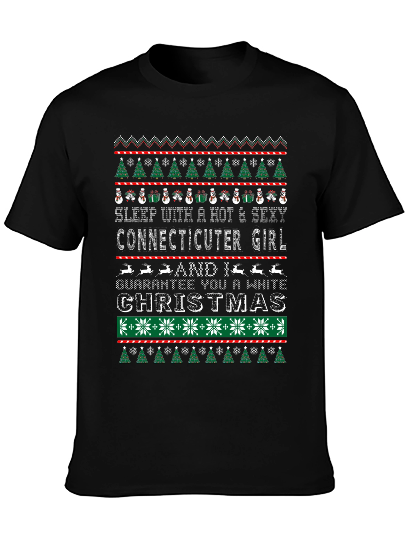 Funny Connecticut Girl Christmas Graphic T-Shirt
