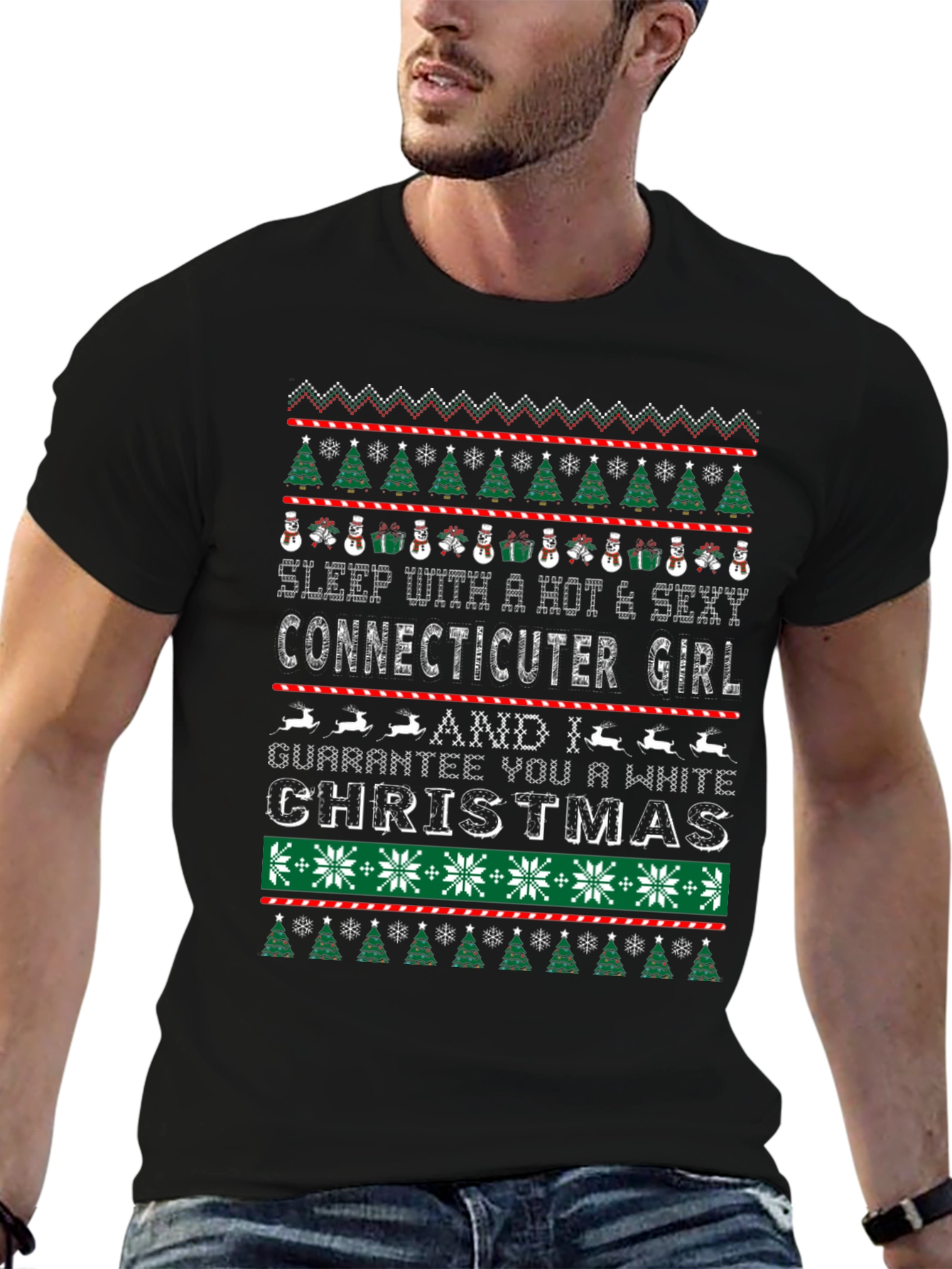 Funny Connecticut Girl Christmas Graphic T-Shirt