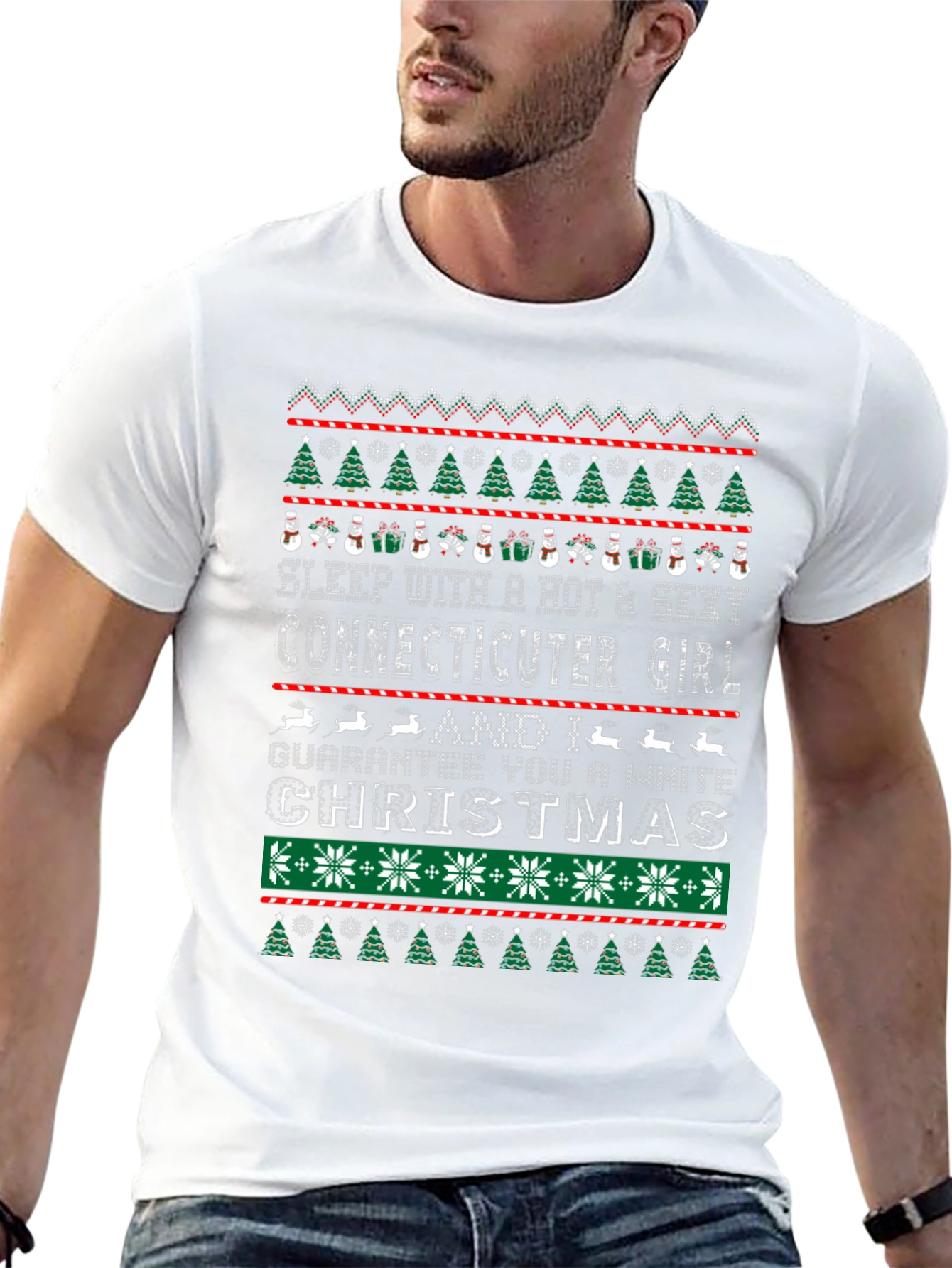 Funny Connecticut Girl Christmas Graphic T-Shirt