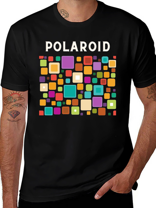 Retro Polaroid Graphic Tee - Colorful Square Design